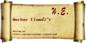 Werber Elemér névjegykártya